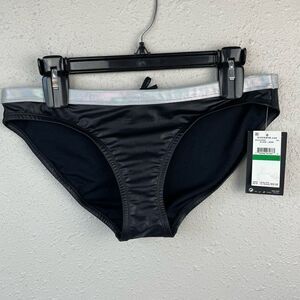 NWT Nike Black and Metallic Silver Swim Bottoms Size L